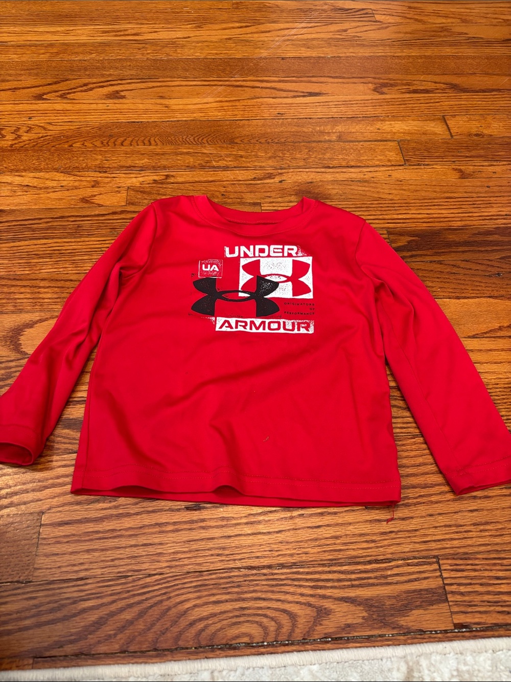 Under Armour Red Long Sleeve Logo Tee for Kids